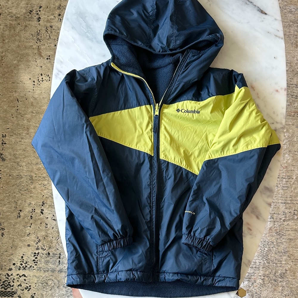 Columbia Dark Blue and Green Hooded Reversible Jacket